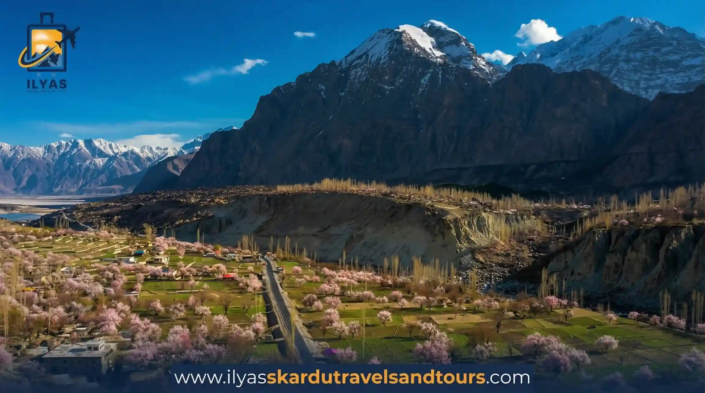 Aerial view of Skardu valley best Skardu travel destination in Gilgit Baltistan